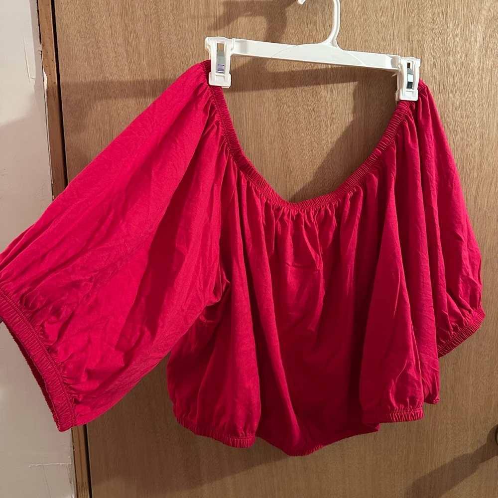 Old Navy Bright Red Off-Shoulder Blouse